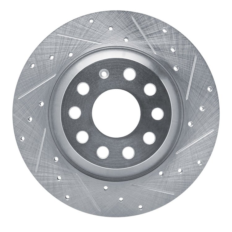 631-73082R Drilled/Slotted Brake Rotor [Silver], Fits Select Audi/Volkswagen, Position: Rear Right