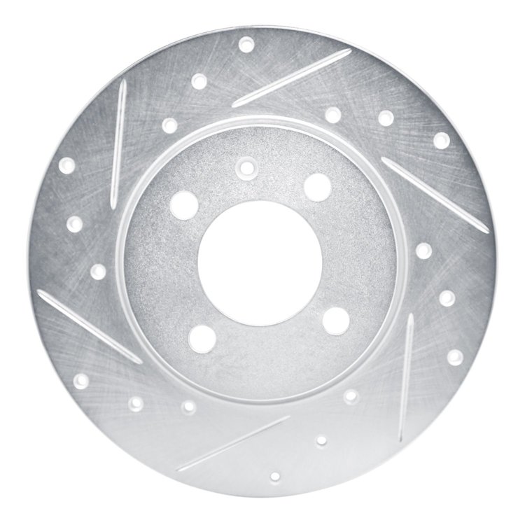 631-74013L Drilled/Slotted Brake Rotor [Silver], 1984-1997 Audi/Volkswagen, Position: Front Left