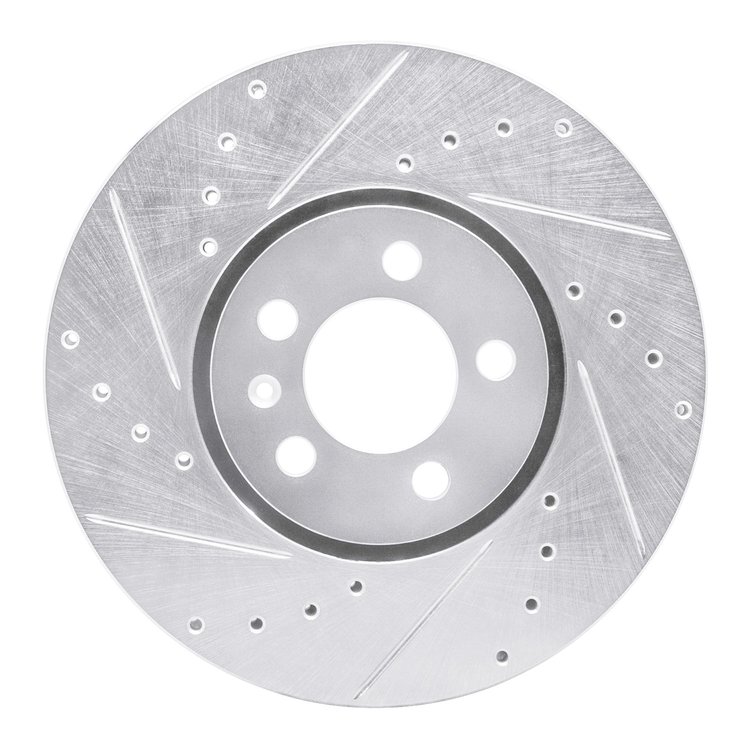 631-74015L Drilled/Slotted Brake Rotor [Silver], 1996-1998 Audi/Volkswagen, Position: Front Left