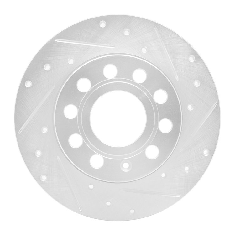 631-74027R Drilled/Slotted Brake Rotor [Silver], 2005-2013 Audi/Volkswagen, Position: Rear Right