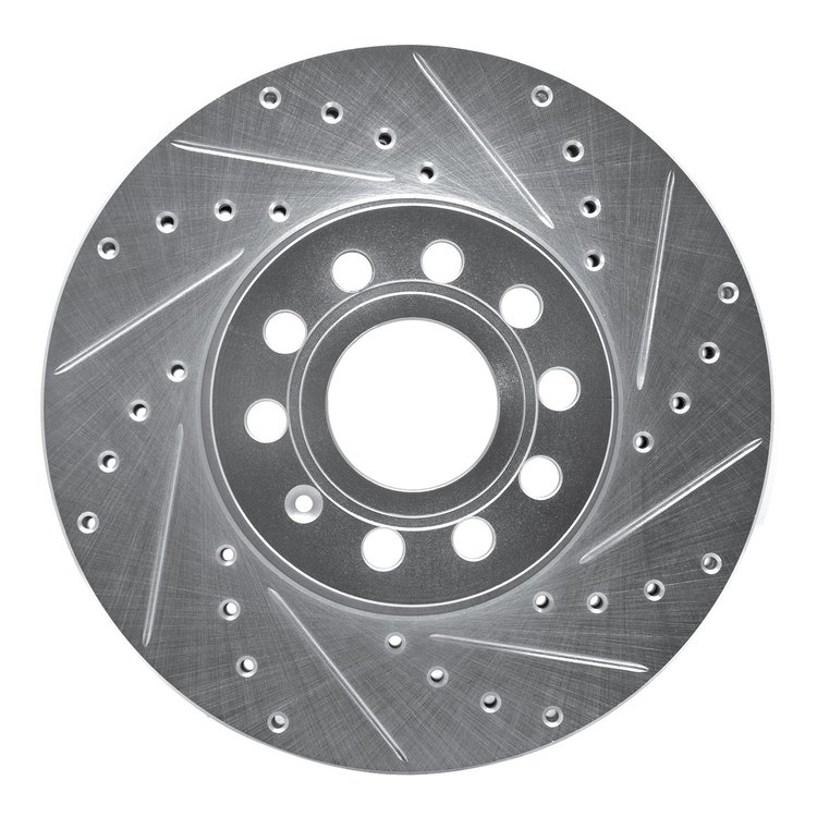 631-74028R Drilled/Slotted Brake Rotor [Silver], Fits Select Audi/Volkswagen, Position: Front Right
