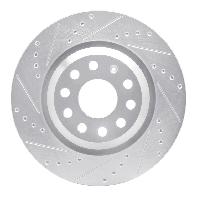 631-74030L Drilled/Slotted Brake Rotor [Silver], Fits Select Audi/Volkswagen, Position: Rear Left