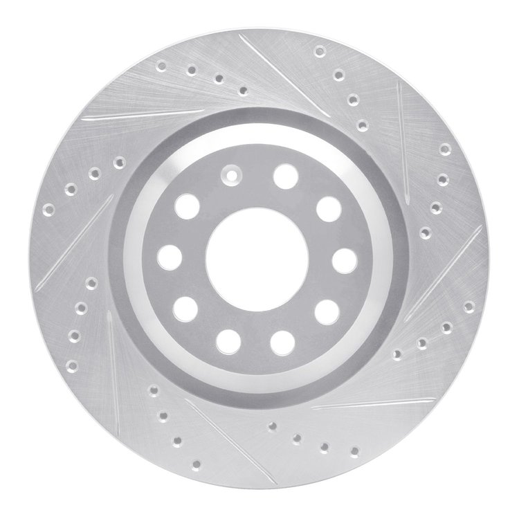 631-74030R Drilled/Slotted Brake Rotor [Silver], Fits Select Audi/Volkswagen, Position: Rear Right