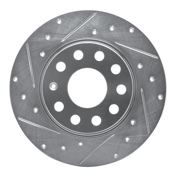 631-74031L Drilled/Slotted Brake Rotor [Silver], Fits Select Multiple Makes/Models, Position: Rear Left