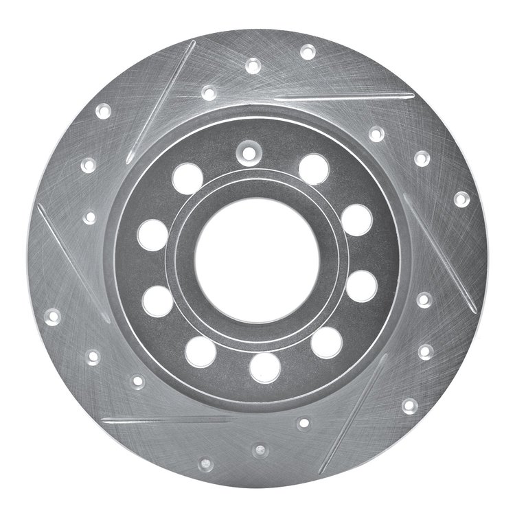 631-74033L Drilled/Slotted Brake Rotor [Silver], 2010-2019 Audi/Volkswagen, Position: Rear Left
