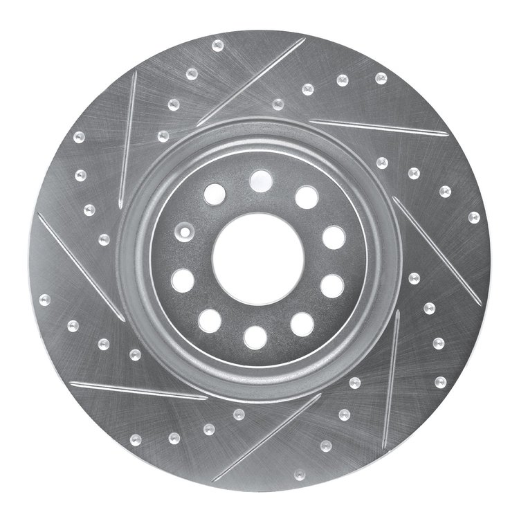 631-74034L Drilled/Slotted Brake Rotor [Silver], Fits Select Multiple Makes/Models, Position: Front Left