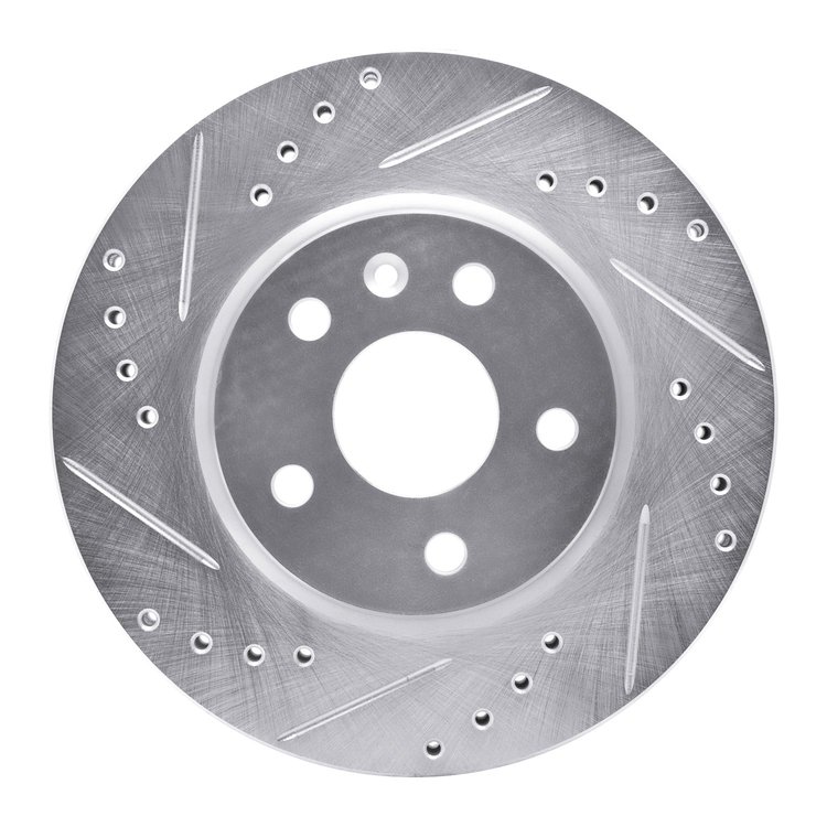 631-74037L Drilled/Slotted Brake Rotor [Silver], 1979-1985 Audi/Volkswagen, Position: Front Left