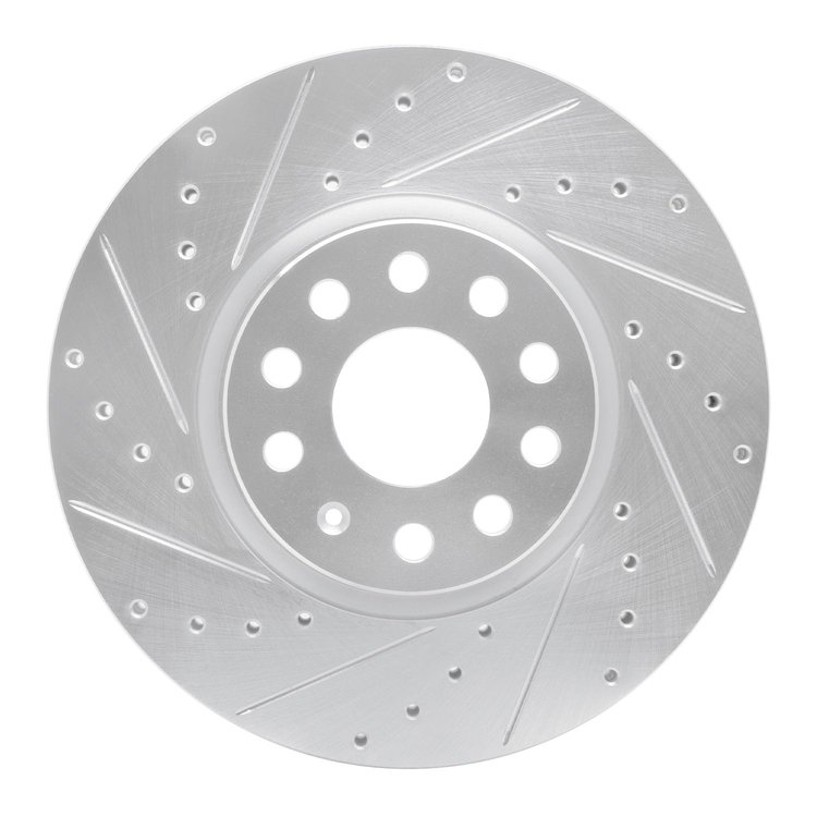 631-74053L Drilled/Slotted Brake Rotor [Silver], Fits Select Multiple Makes/Models, Position: Front Left