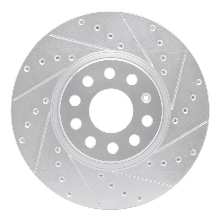 631-74053R Drilled/Slotted Brake Rotor [Silver], Fits Select Multiple Makes/Models, Position: Front Right