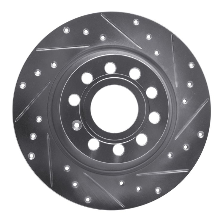 631-74055R Drilled/Slotted Brake Rotor [Silver], 2005-2018 Audi/Volkswagen, Position: Rear Right
