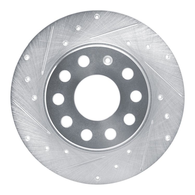 631-74059L Drilled/Slotted Brake Rotor [Silver], Fits Select Audi/Volkswagen, Position: Rear Left