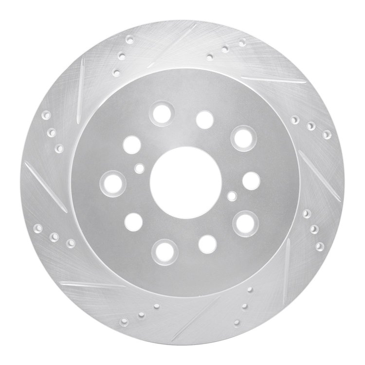 631-75010L Drilled/Slotted Brake Rotor [Silver], 2001-2006 Lexus/Toyota/Scion, Position: Rear Left