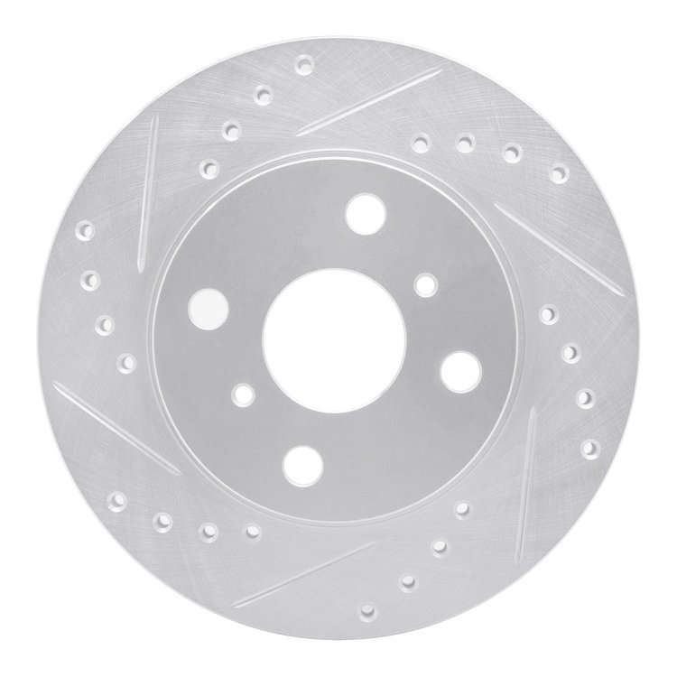 631-76021L Drilled/Slotted Brake Rotor [Silver], 1985-1988 Multiple Makes/Models, Position: Front Left
