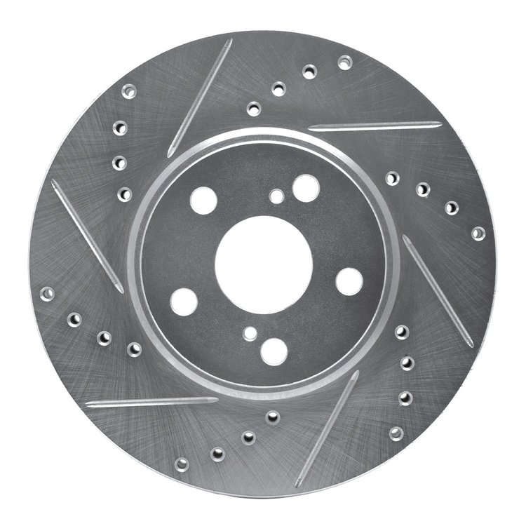 631-76059L Drilled/Slotted Brake Rotor [Silver], 1994-1999 Lexus/Toyota/Scion, Position: Front Left