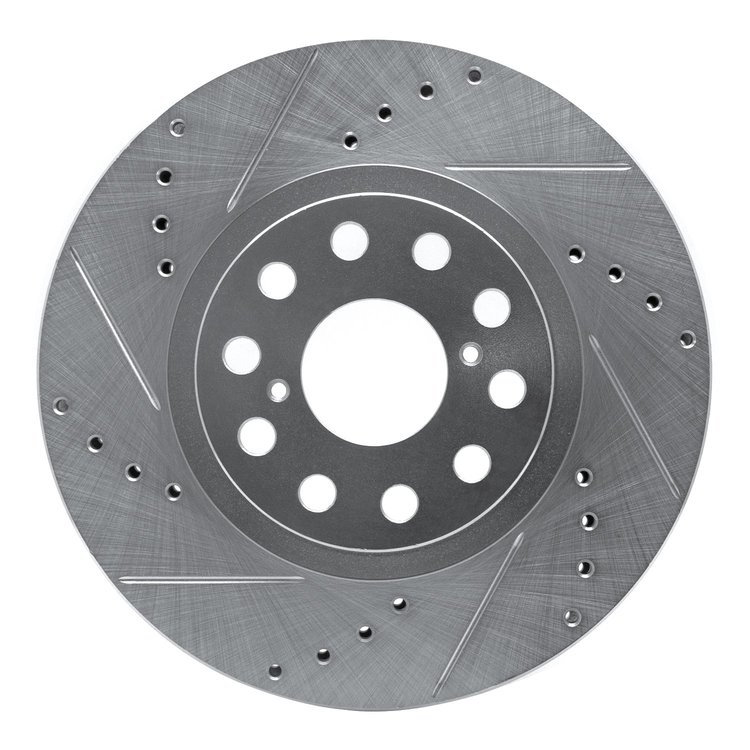 631-76061L Drilled/Slotted Brake Rotor [Silver], 1993-1998 Lexus/Toyota/Scion, Position: Front Left