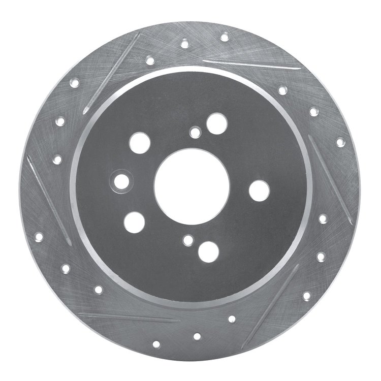 631-76066L Drilled/Slotted Brake Rotor [Silver], 1996-1999 Lexus/Toyota/Scion, Position: Rear Left