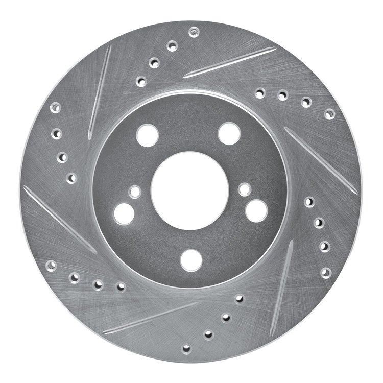 631-76067L Drilled/Slotted Brake Rotor [Silver], 1994-2000 Lexus/Toyota/Scion, Position: Front Left