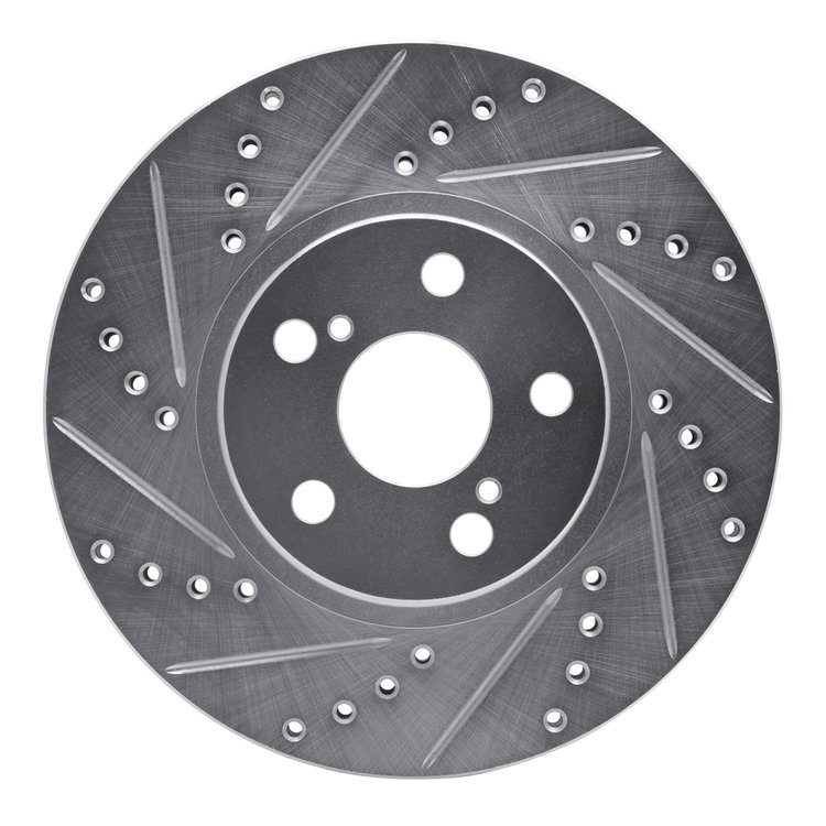 631-76068L Drilled/Slotted Brake Rotor [Silver], 2000-2010 Multiple Makes/Models, Position: Front Left