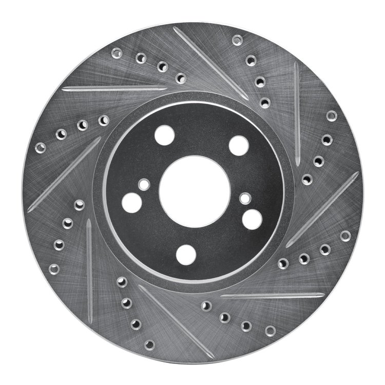 631-76068R Drilled/Slotted Brake Rotor [Silver], 2000-2010 Multiple Makes/Models, Position: Front Right