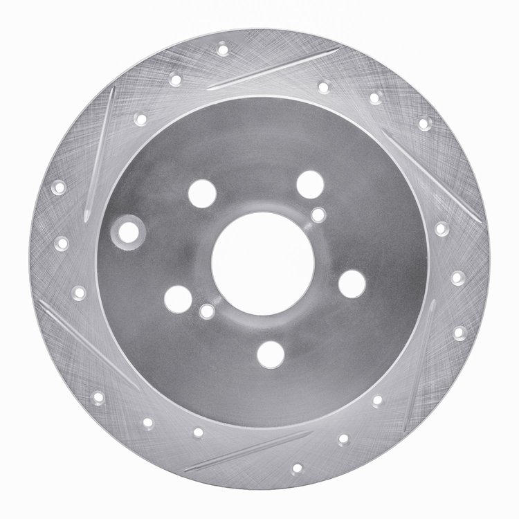 631-76069L Drilled/Slotted Brake Rotor [Silver], 2000-2010 Multiple Makes/Models, Position: Rear Left