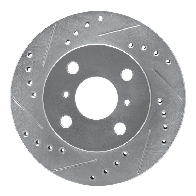 631-76070L Drilled/Slotted Brake Rotor [Silver], 1999-2005 Lexus/Toyota/Scion, Position: Front Left