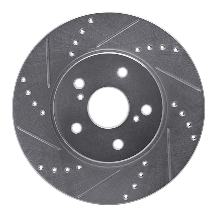 631-76075L Drilled/Slotted Brake Rotor [Silver], 2002-2015 Lexus/Toyota/Scion, Position: Front Left