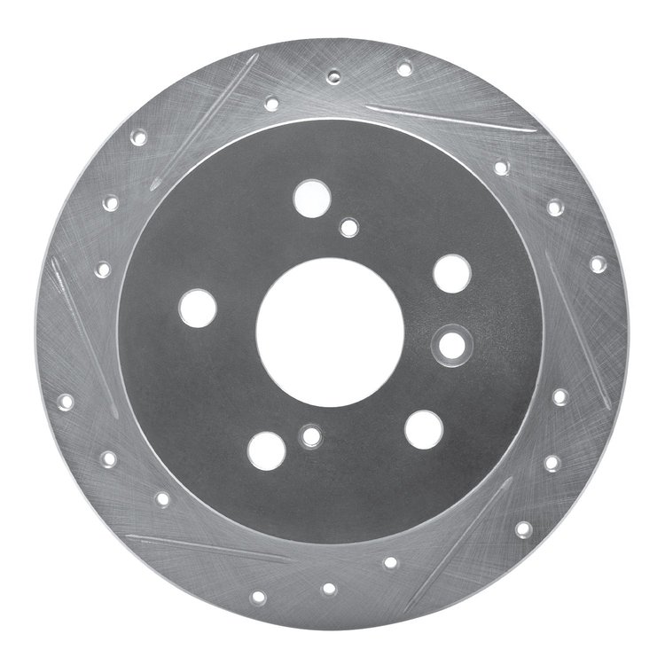 631-76076L Drilled/Slotted Brake Rotor [Silver], 2002-2008 Lexus/Toyota/Scion, Position: Rear Left