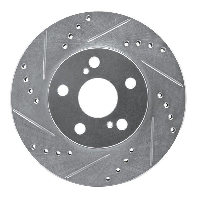 631-76077L Drilled/Slotted Brake Rotor [Silver], 2004-2009 Lexus/Toyota/Scion, Position: Front Left
