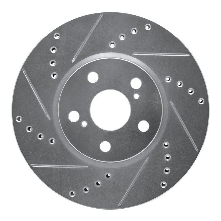 631-76081L Drilled/Slotted Brake Rotor [Silver], 2008-2019 Multiple Makes/Models, Position: Front Left