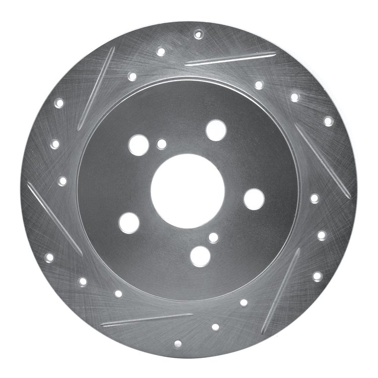 631-76083L Drilled/Slotted Brake Rotor [Silver], Fits Select Multiple Makes/Models, Position: Rear Left