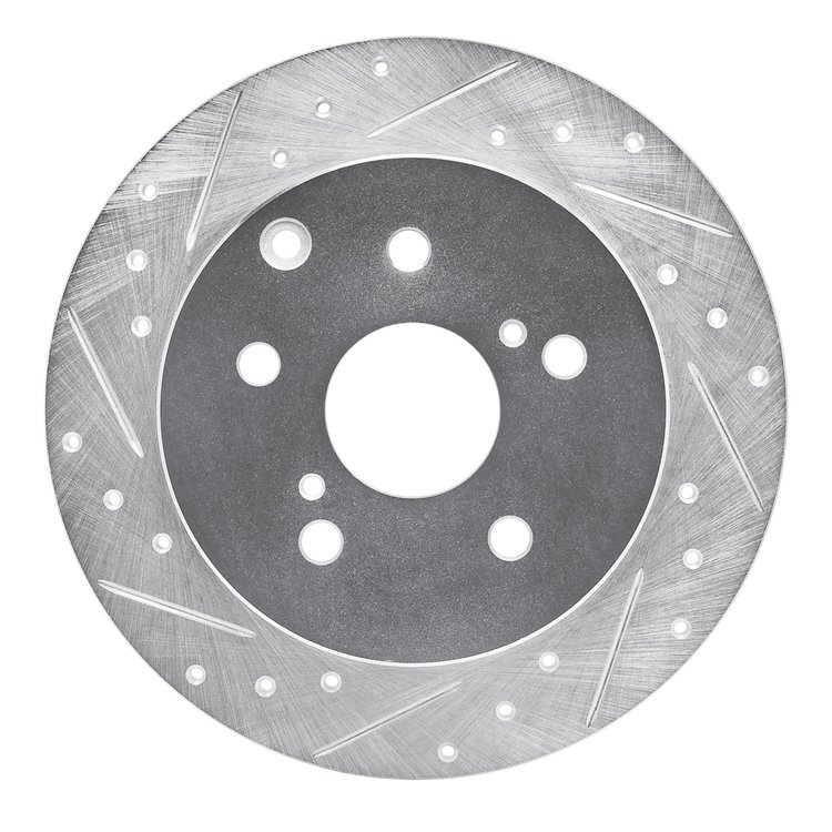 631-76084L Drilled/Slotted Brake Rotor [Silver], 2009-2013 Multiple Makes/Models, Position: Rear Left