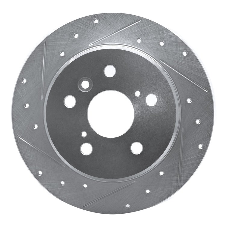 631-76114L Drilled/Slotted Brake Rotor [Silver], 1999-2003 Lexus/Toyota/Scion, Position: Rear Left