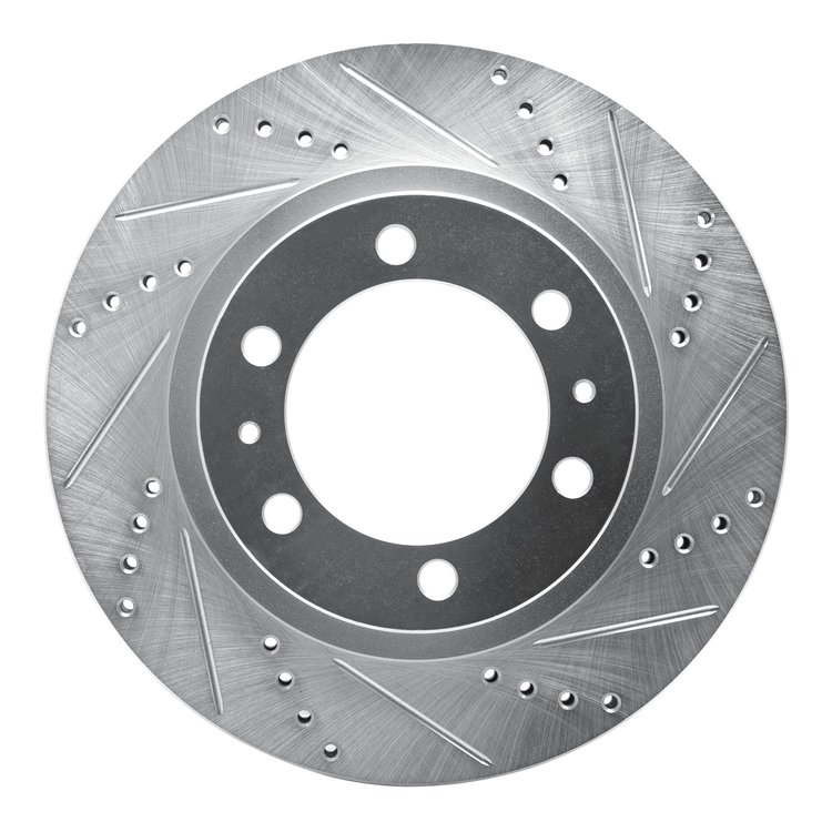 631-76128R Drilled/Slotted Brake Rotor [Silver], Fits Select Lexus/Toyota/Scion, Position: Front Right