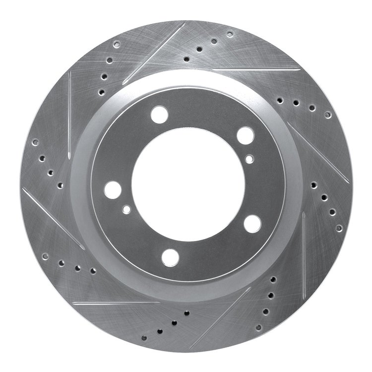 631-76136L Drilled/Slotted Brake Rotor [Silver], Fits Select Lexus/Toyota/Scion, Position: Front Left