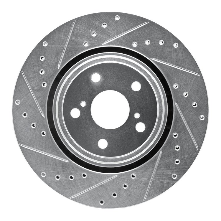 631-76138L Drilled/Slotted Brake Rotor [Silver], Fits Select Lexus/Toyota/Scion, Position: Front Left