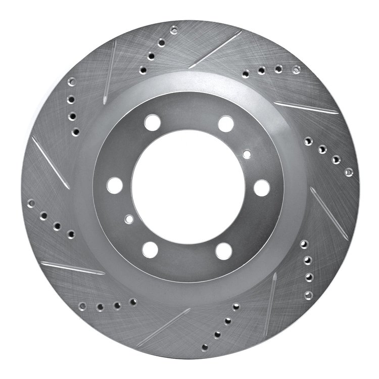 631-76142L Drilled/Slotted Brake Rotor [Silver], Fits Select Lexus/Toyota/Scion, Position: Front Left
