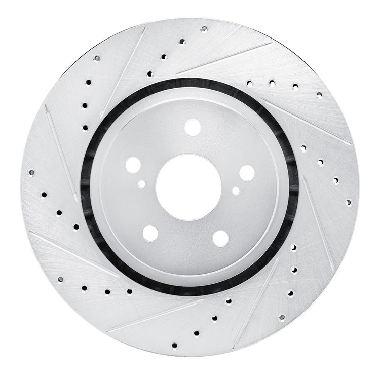 631-76160L Drilled/Slotted Brake Rotor [Silver], Fits Select Lexus/Toyota/Scion, Position: Front Left