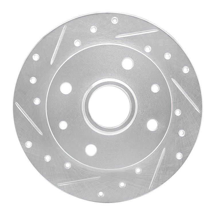 631-80000L Drilled/Slotted Brake Rotor [Silver], 1981-1985 Ford/Lincoln/Mercury/Mazda, Position: Rear Left
