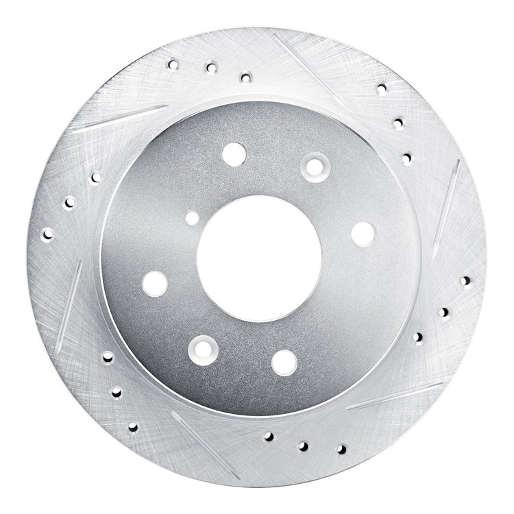 631-80008R Drilled/Slotted Brake Rotor [Silver], 1984-1985 Ford/Lincoln/Mercury/Mazda, Position: Rear Right
