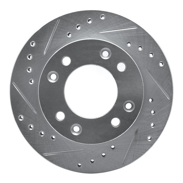 631-80012L Drilled/Slotted Brake Rotor [Silver], 1986-1988 Ford/Lincoln/Mercury/Mazda, Position: Front Left