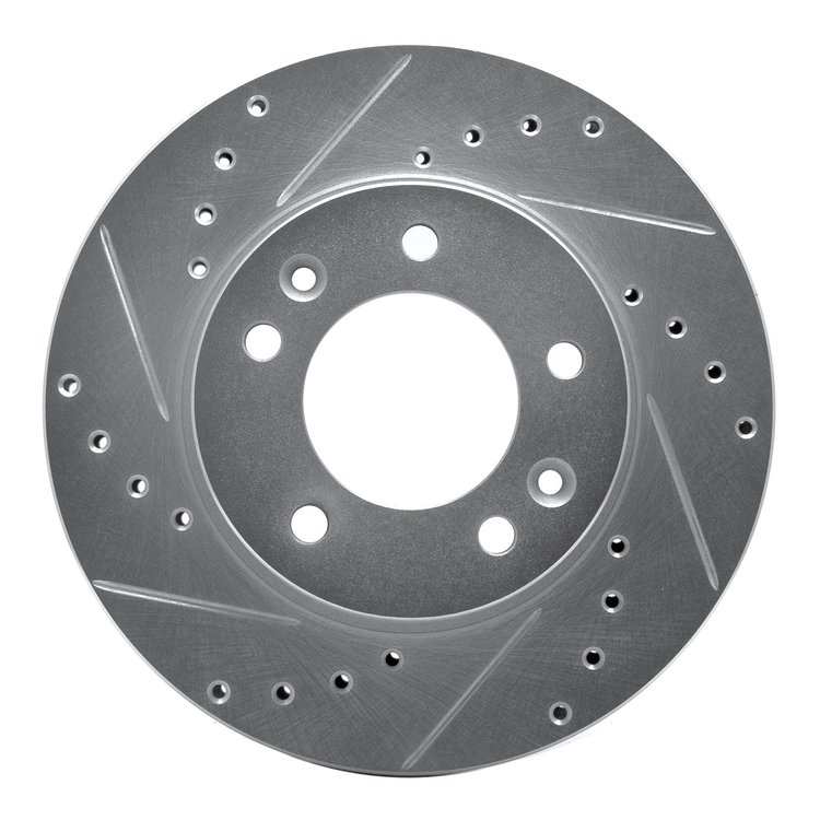 631-80013L Drilled/Slotted Brake Rotor [Silver], 1986-1991 Ford/Lincoln/Mercury/Mazda, Position: Front Left