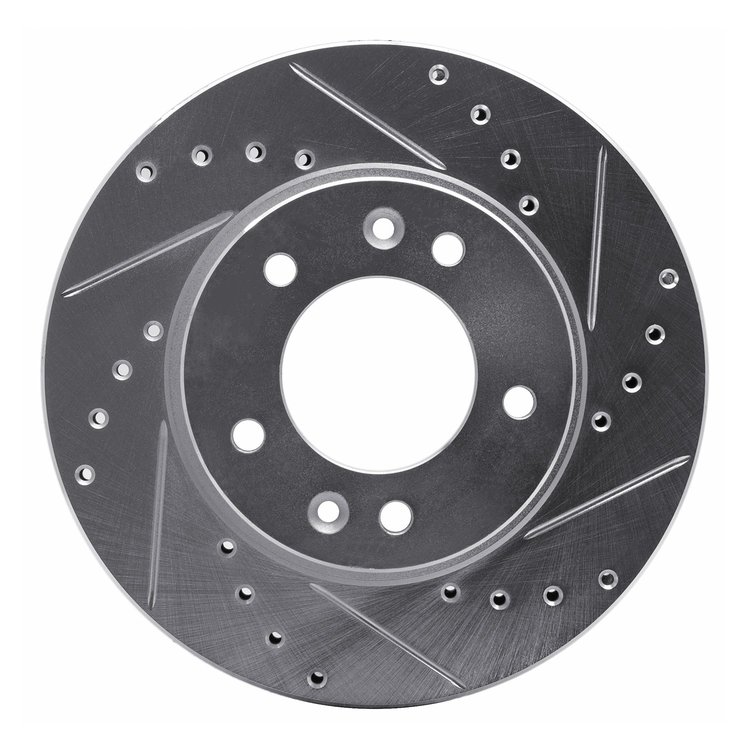 631-80013R Drilled/Slotted Brake Rotor [Silver], 1986-1991 Ford/Lincoln/Mercury/Mazda, Position: Front Right