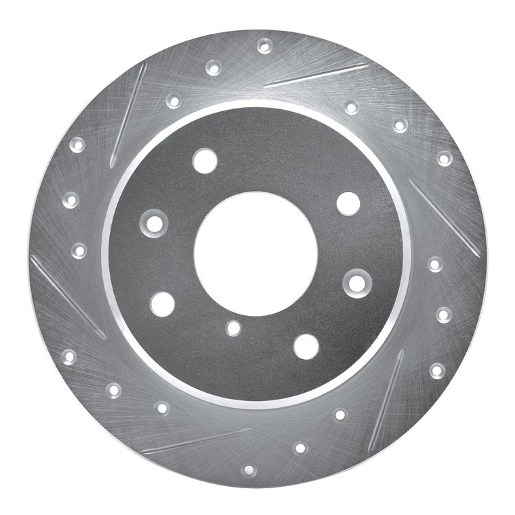 631-80014L Drilled/Slotted Brake Rotor [Silver], 1986-1988 Ford/Lincoln/Mercury/Mazda, Position: Rear Left