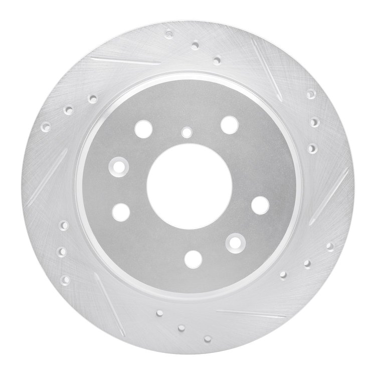 631-80015R Drilled/Slotted Brake Rotor [Silver], 1986-1991 Ford/Lincoln/Mercury/Mazda, Position: Rear Right