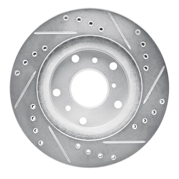631-80016L Drilled/Slotted Brake Rotor [Silver], 1988-1992 Ford/Lincoln/Mercury/Mazda, Position: Front Left