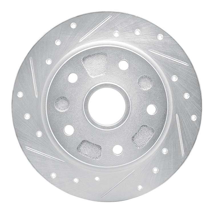 631-80017L Drilled/Slotted Brake Rotor [Silver], 1988-1992 Ford/Lincoln/Mercury/Mazda, Position: Rear Left
