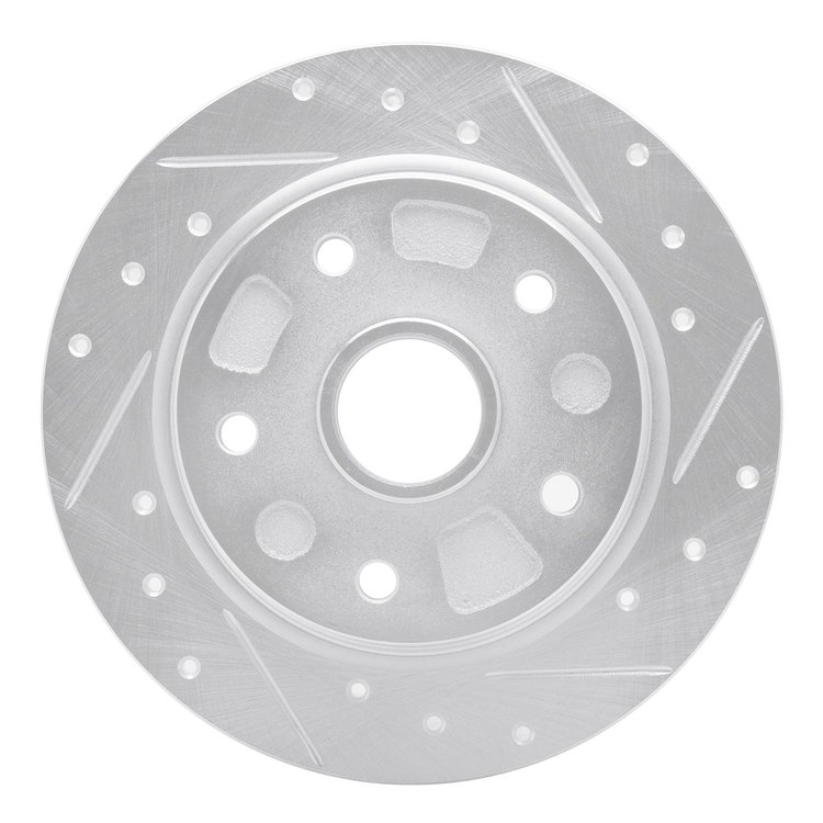 631-80017R Drilled/Slotted Brake Rotor [Silver], 1988-1992 Ford/Lincoln/Mercury/Mazda, Position: Rear Right