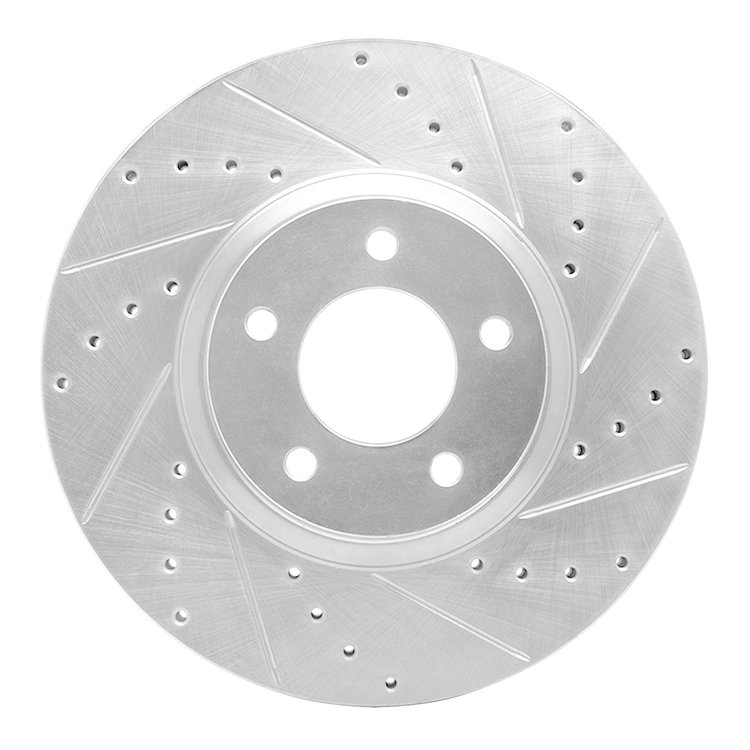 631-80018R Drilled/Slotted Brake Rotor [Silver], 1988-1991 Ford/Lincoln/Mercury/Mazda, Position: Front Right