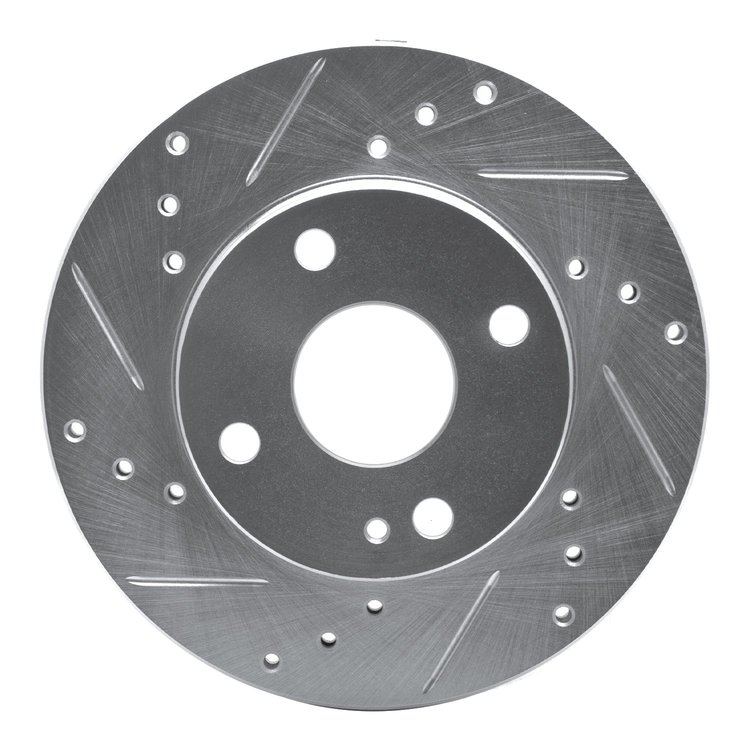 631-80022L Drilled/Slotted Brake Rotor [Silver], 1990-1993 Ford/Lincoln/Mercury/Mazda, Position: Front Left