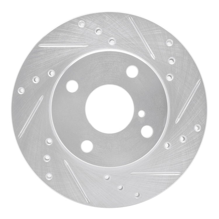 631-80022R Drilled/Slotted Brake Rotor [Silver], 1990-1993 Ford/Lincoln/Mercury/Mazda, Position: Front Right
